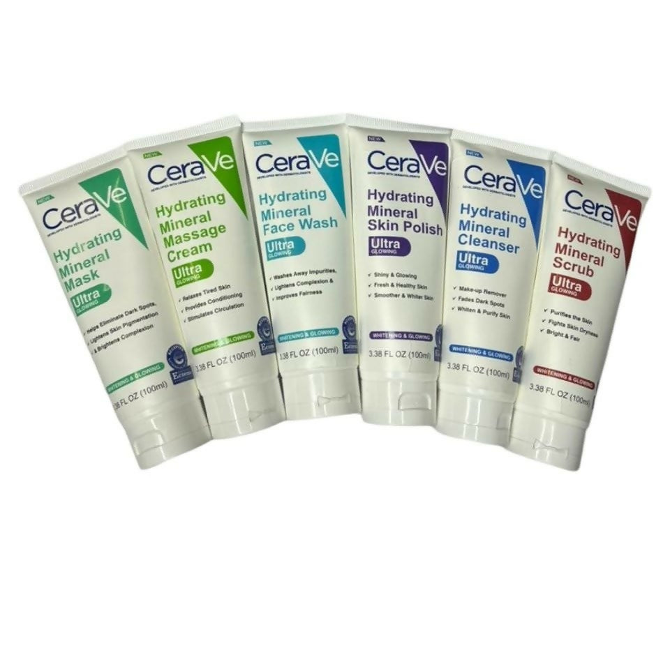 CeraVe 6 In 1 Hydrating Mineral Facial Kit For Deep Cleansing, Brightening And Glowing Skin