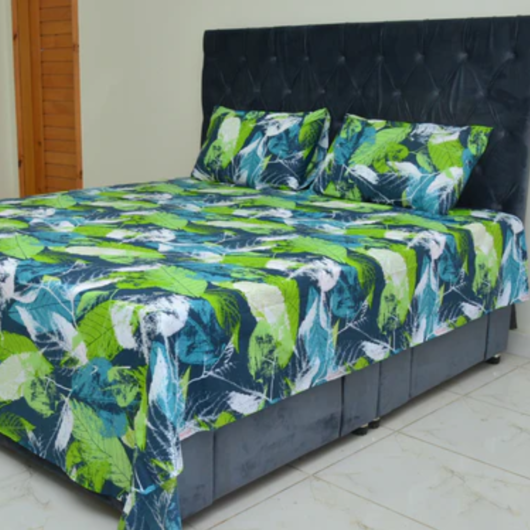 Bed Sheet, Green Petal Poly Cotton - Comfort and Style in One!