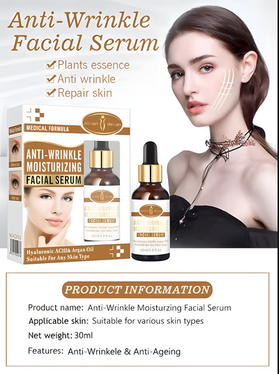 AICHUN BEAUTY Anti-Wrinkle Moisturizing Facial Serum Hyaluronic Acid Argan Oil | Suitable For Any Skin Type | 30ml | 1 fl.oz