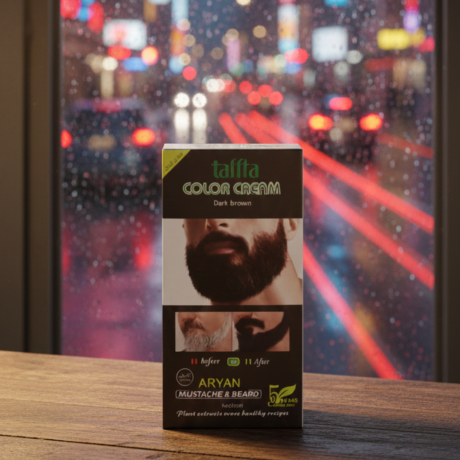 Aryan Mustache & Beard Color Cream (Dark Brown) – 5-Minute Instant Grey Coverage with Plant Extracts