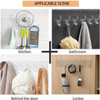 Heavy Duty Transparent Sticky Hooks Strip | Waterproof Self-Adhesive Wall Hooks