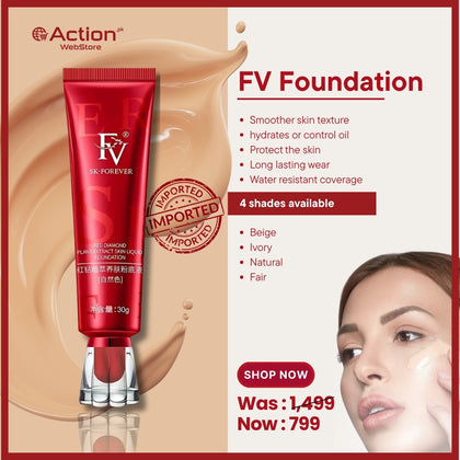 FV Liquid Foundation Makeup, 12-Hour Long Lasting, Concealer & Matte Coverage