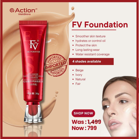 FV Liquid Foundation Makeup, 12-Hour Long Lasting, Concealer & Matte Coverage