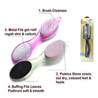Foot Scrubber, 4 in 1  Pedicure Brush, Cleanse Scrub File Buff