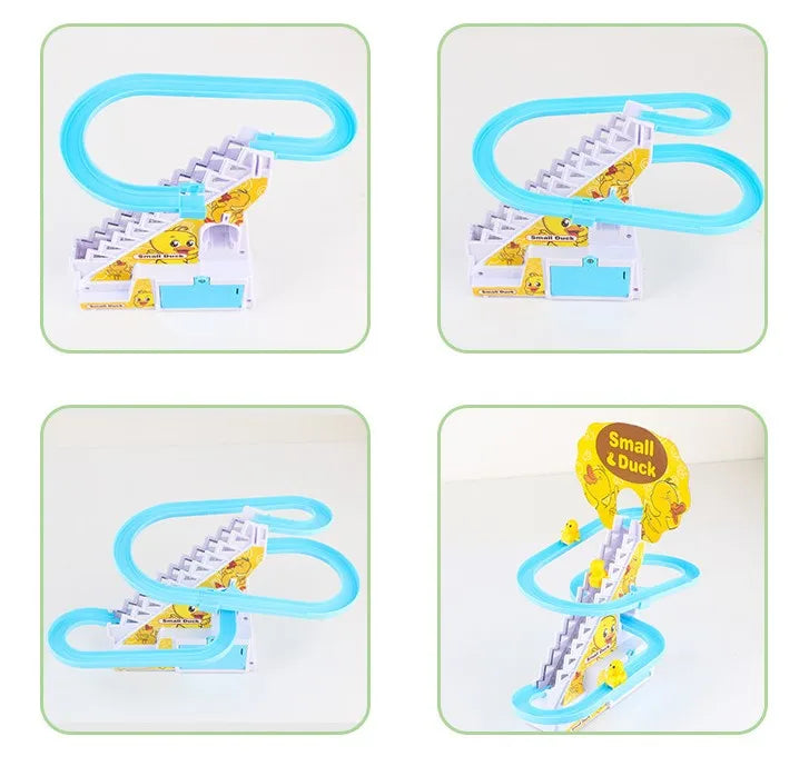 Duck Climbing Stairs Track Toy with Lights and Music for Kids