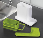 Kitchen Soap Dispenser with Sponge Holder Self Draining Sink Caddy
