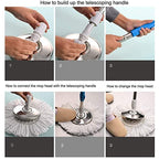 Hand Press Spin Mop Handle with Adjustable Pole and Microfiber Head
