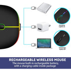 Mouse, HP W10 Wireless RGB Bluetooth, Wireless, Rechargeable & Slim