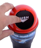 Dust Bin with Push Lid, Portable Auto Trash Can for Car Interior