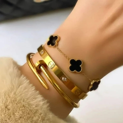3-Piece Golden Stainless Steel Bangle Set