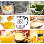 Self Mixing Magnetic Stirring Cup 400ml Stainless Steel Insulated