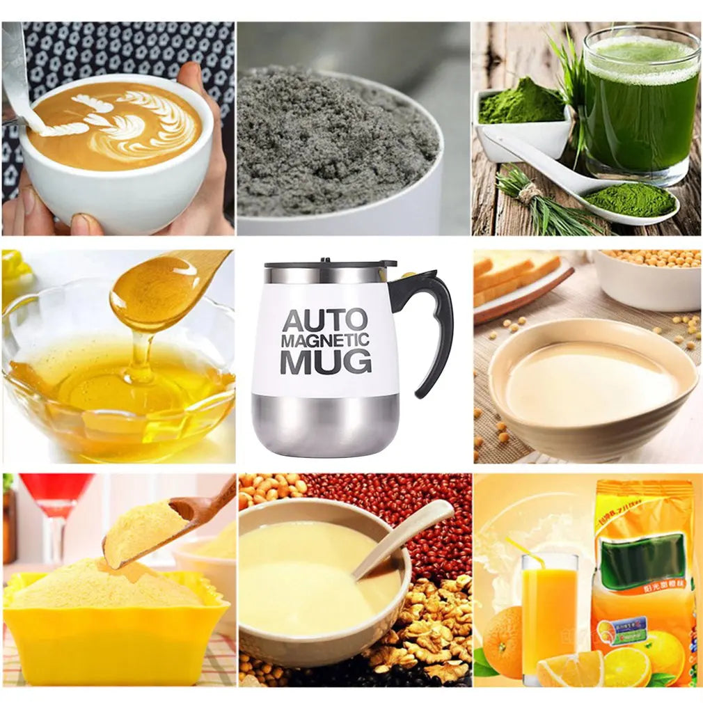 Self Mixing Magnetic Stirring Cup 400ml Stainless Steel Insulated