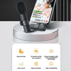 K9 Multi-Interface Wireless Collar Microphone Type-C & Lightning Omnidirectional Lavalier Mic Kit for Android, iPhone, and Content Creation