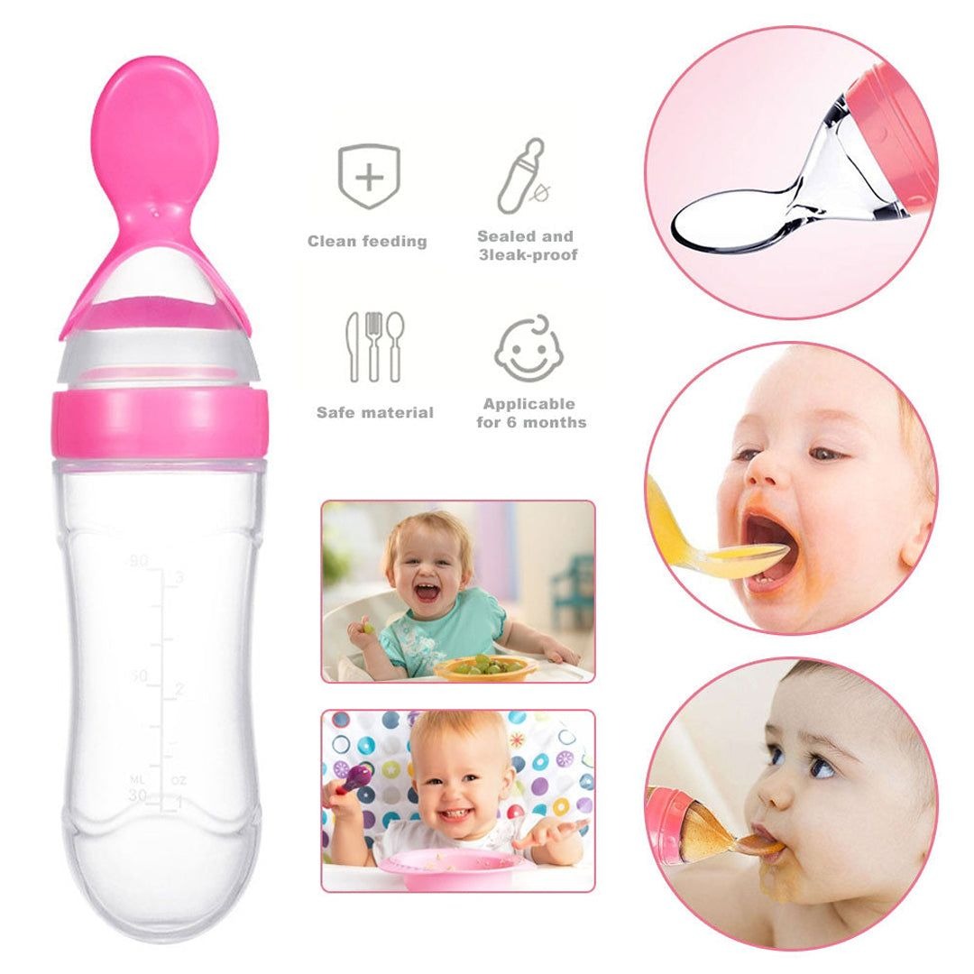 Baby Feeding Bottle With Spoon, Mess Free Feeder