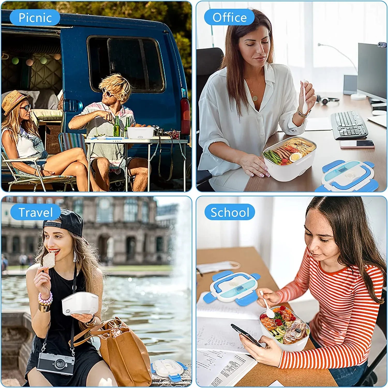 Lunch Box, Waterproof Portable Electric Heating, and Leak Proof Lid