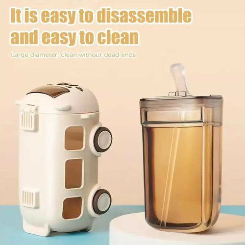 School Bus Kids Water Bottle 600ml | Leak-Proof ABS Bottle with Strap