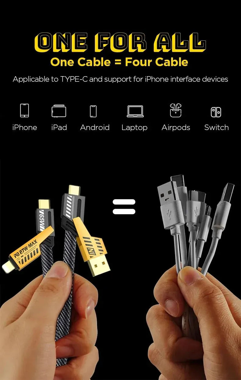 Logilink 60W 4-in-1 Weaving Fast Charging Data Cable (1000mm)
