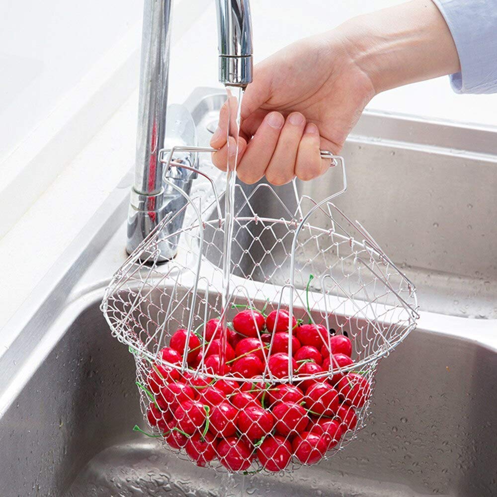 Cooking Chef Basket, Stainless Steel Foldable, Multi Functional Tool