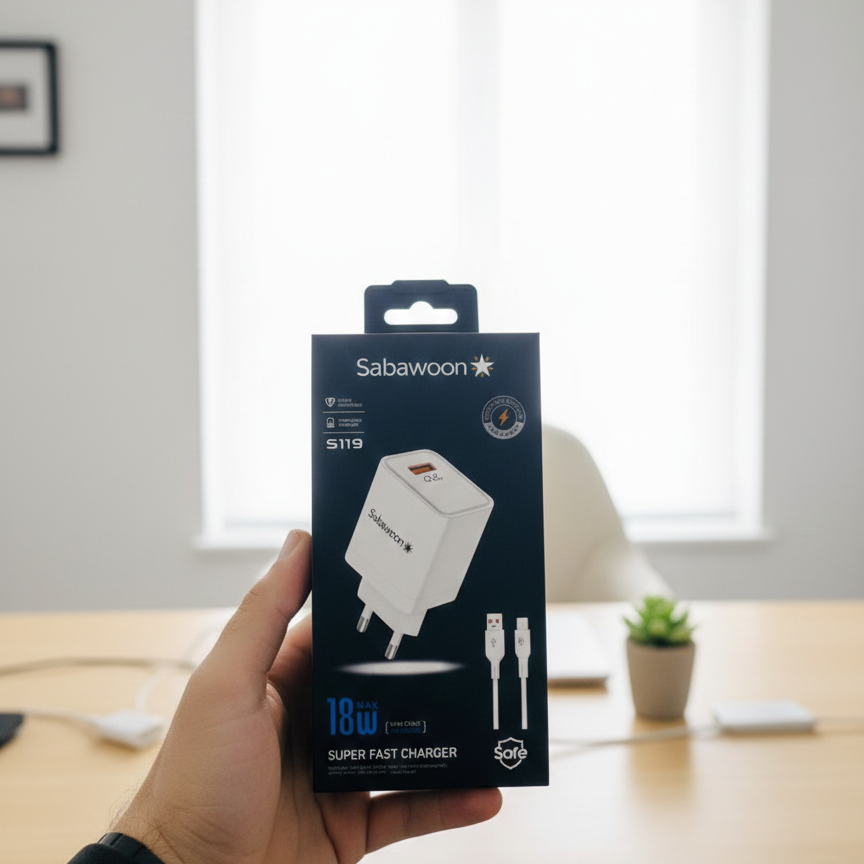 Sabawoon S119 18W Fast Charging Charger with Micro Cable