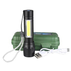 Portable LED Flashlight, Mini Rechargeable Torch with Side Light & Waterproof Body