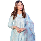 Stitched Suit, Embroidered Shirt & Printed Organza Dupatta, for Women