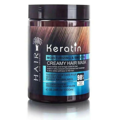 Keratin Creamy Hair Mask 1000g, Deep Smoothing & Anti-Frizz