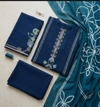 3 Pc Embroidered Lawn Suit Blue For Women