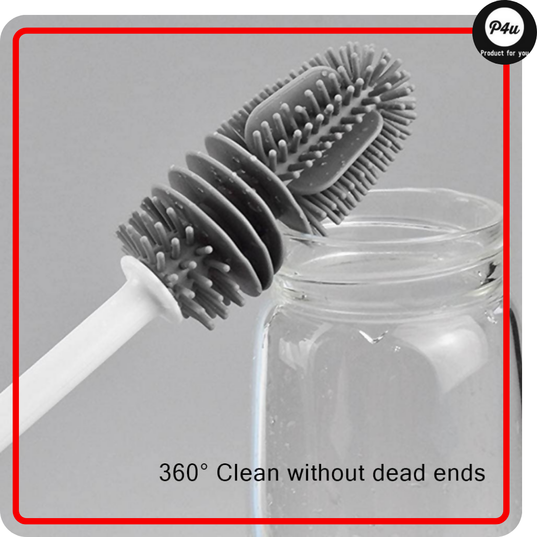 Silicone Bottle & Glass Cleaning Brush, soft silicone bristles, for home & travel