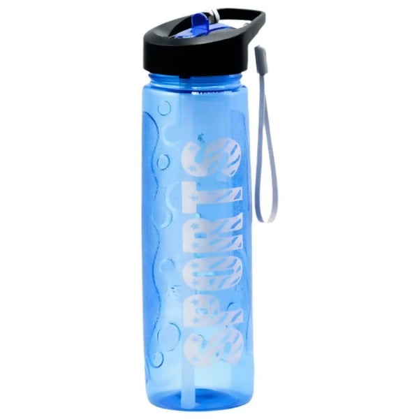 Black/Blue Stylish Water Sport Bottle 1000ml with Straw | Leakproof BPA-Free Hydration Bottle for School, Gym & Travel