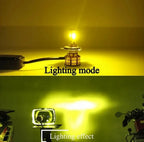 M3 LED Motorbike Headlight Bulb with Cooling Fan – 55W 3-Color Flash (White/Yellow/High Beam) Waterproof Universal Fit