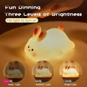 Silicon Rabbit Lamp – Cute Lamps – Rechargeable Rabbit Lamp With Touch Sensor – Bunny Night Lamps for Kids