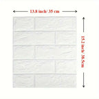 3D White Brick Wall Stickers, Self-Adhesive Foam Wall Panels