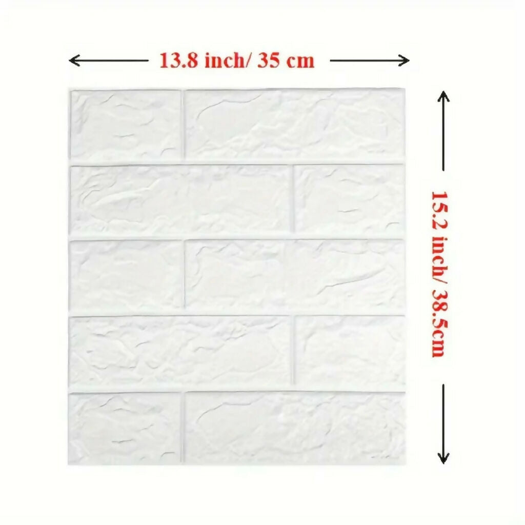 3D White Brick Wall Stickers, Self-Adhesive Foam Wall Panels
