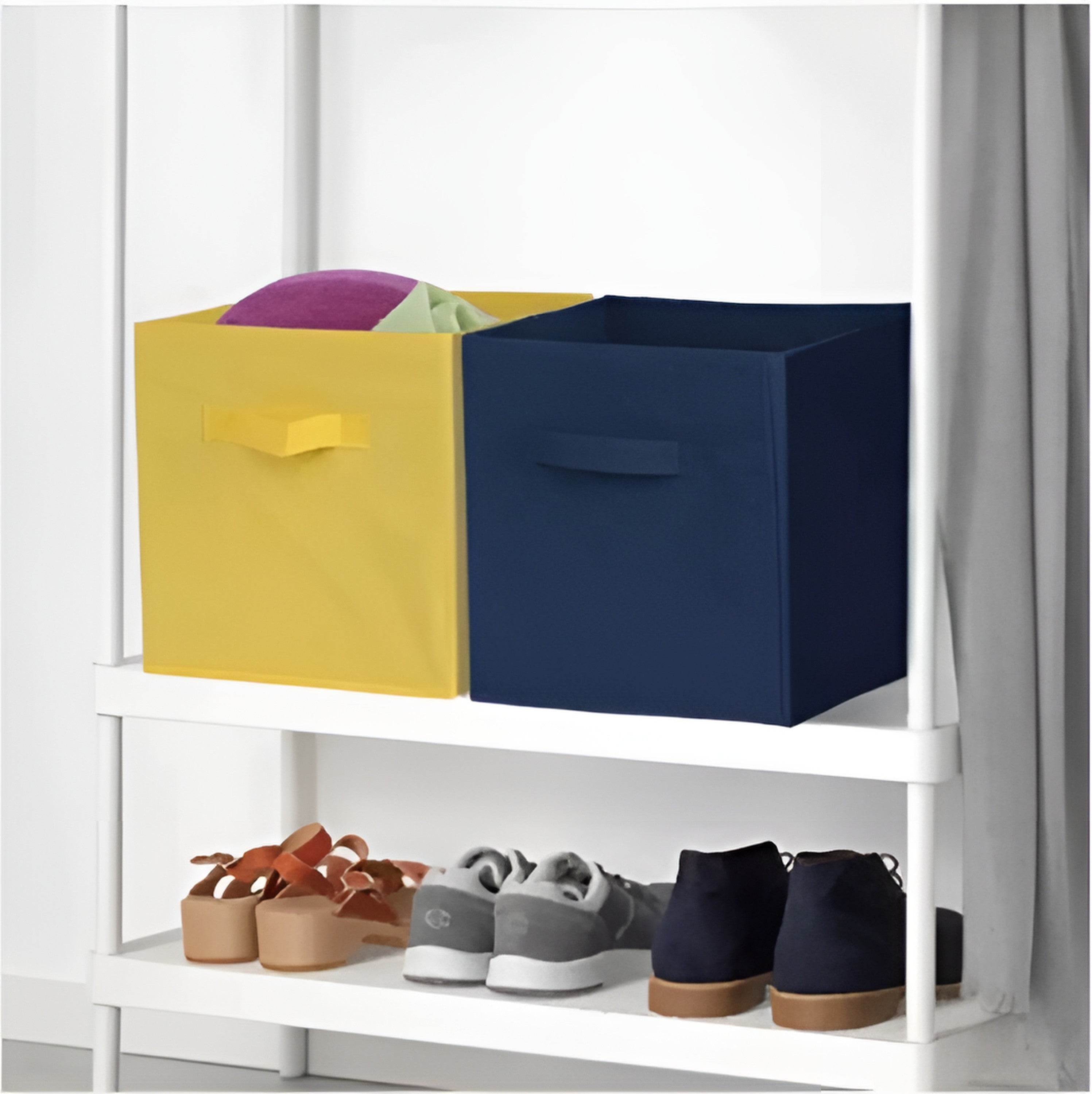 Storage Box, Foldable Canvas with Divider Grey Organizer Basket