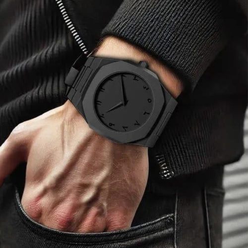 Phantom Black Octagonal Watch with Eastern Arabic Numerals