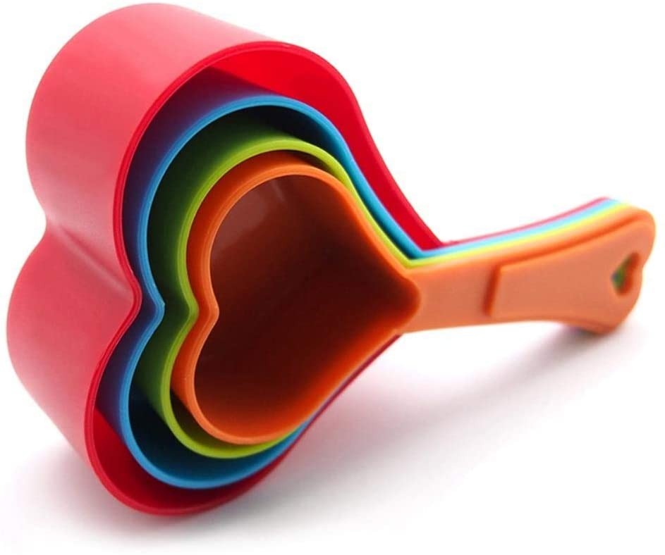 Heart Shaped Multicolor Measuring Cups Set