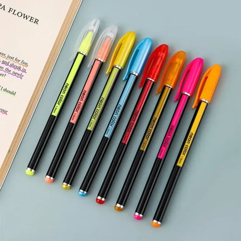 12 Color Neon Gel Pen Set With 1.0mm Tip For Drawing & Journaling