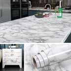 Wallpaper Self Adhesive White Marble Sheet For Kitchen,  Waterproof, Heat And Oil Resistant