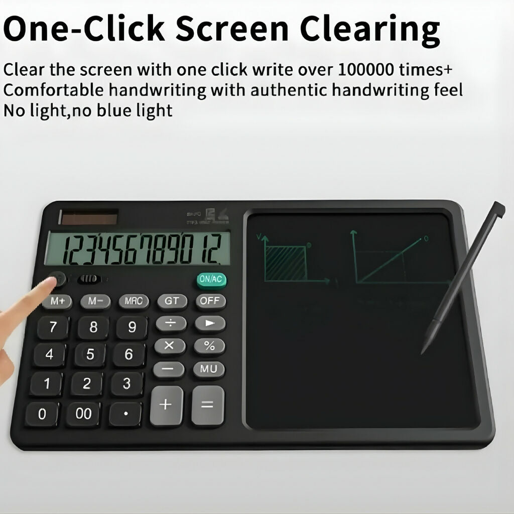 2-in-1 Calculator with LCD Writing Tablet, Foldable Portable Device, for School & Office