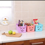 Storage Basket, Smiley Organizer Toy Basket with Handles