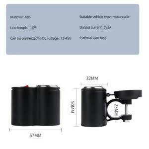 Motorcycle Handlebar Phone Charger Waterproof USB Power Adapter 12V 2.0A With Switch And Cigarette Lighter For GPS Navigation DVR