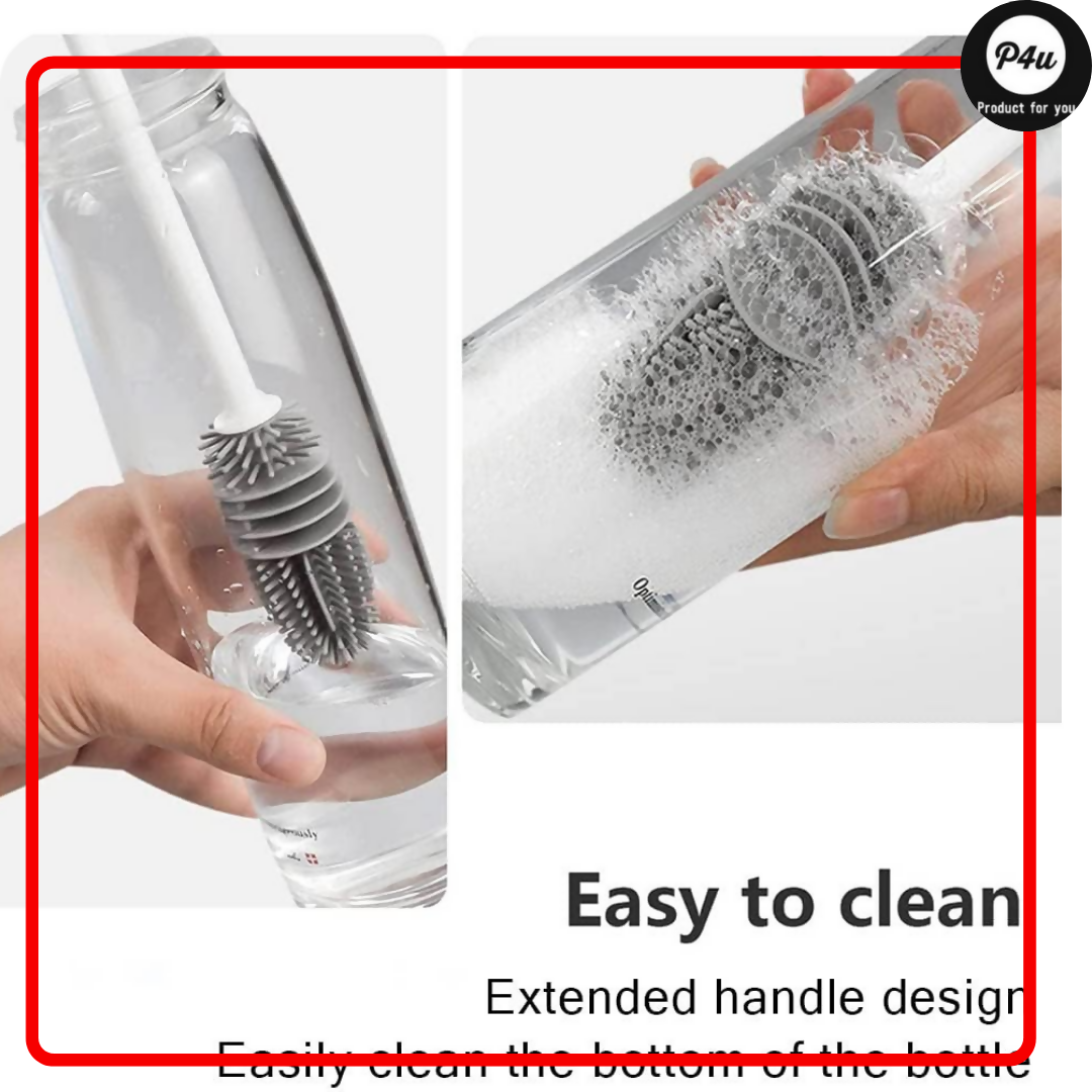Silicone Bottle & Glass Cleaning Brush, soft silicone bristles, for home & travel