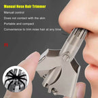 Stainless steel Manual Nose Hair Trimmer _ Portable 6_ Teeth Precision Trimming Tool with Drawstring Bag and Brush