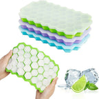 Silicon Ice Cube Tray With Lid | 36-Cube Honeycomb Shape Ice Mold | Durable Freezer Tray With Cover | Random Color