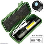 Portable LED Flashlight, Mini Rechargeable Torch with Side Light & Waterproof Body