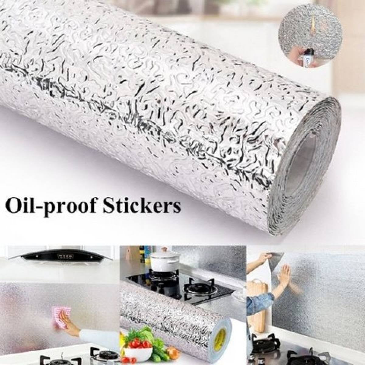 Silver Foil Kitchen Waterproof & Oil Proof Sticker, Aluminum Foil Self-Adhesive Sheet
