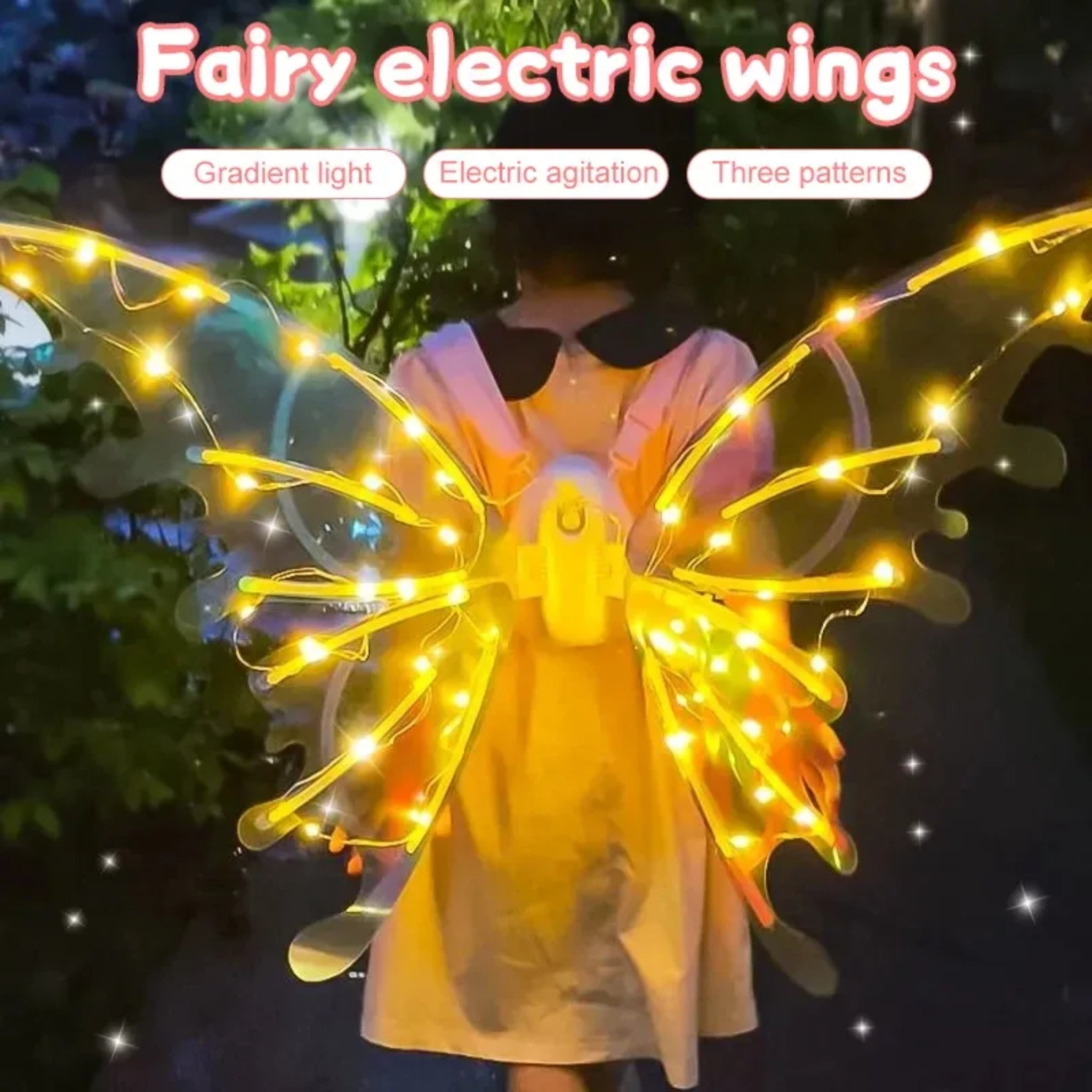 Glowing Elf Wings, Rechargeable Light-Up Fairy Costume, for Kids & Adults
