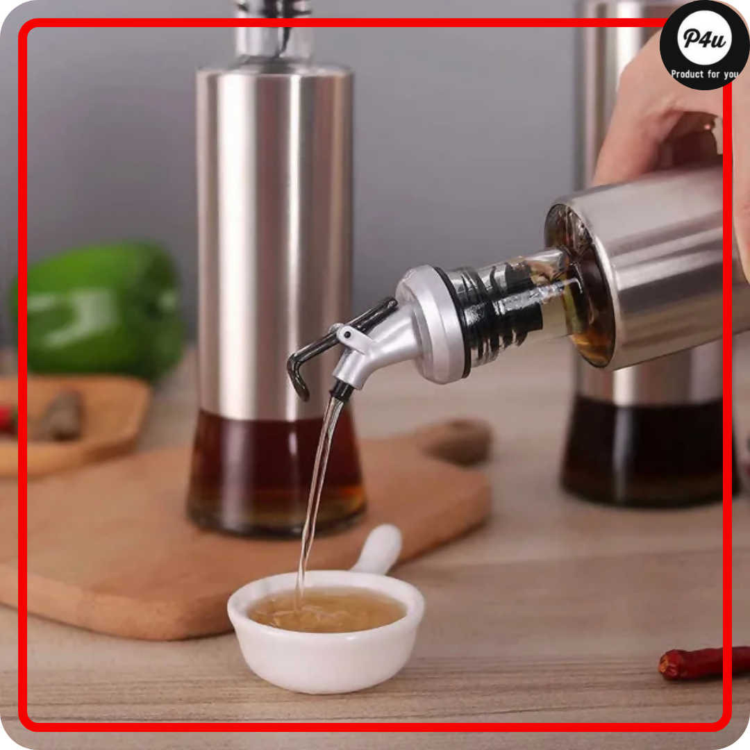 Olive Oil & Vinegar Glass Dispenser – 300ml Leak-Proof Kitchen Bottle with Dropper