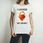 The Key & My Heart Style White T-Shirt – Key & Heart Design T-Shirts – Best Quality T-Shirts For Girls | T-Shirt For Women – T-Shirt For Men – My Heart, Small
