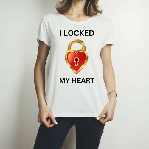 The Key & My Heart Style White T-Shirt – Key & Heart Design T-Shirts – Best Quality T-Shirts For Girls | T-Shirt For Women – T-Shirt For Men – My Heart, Small